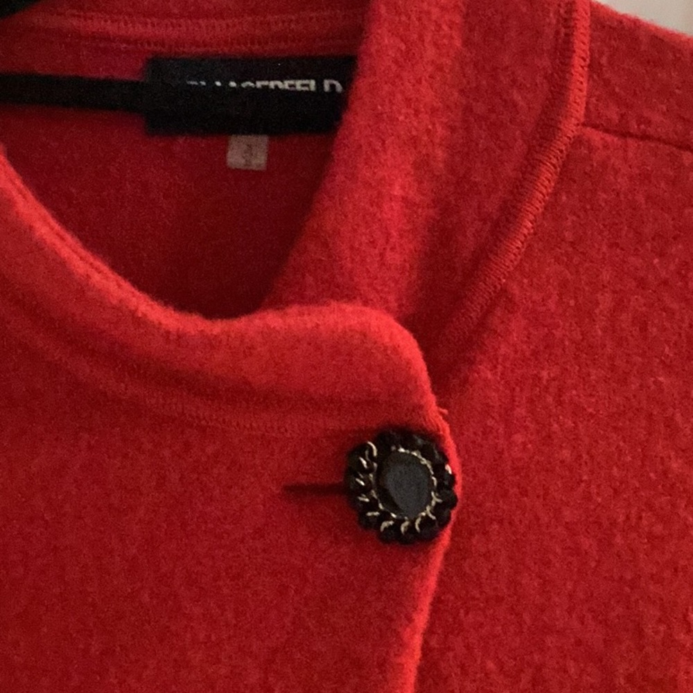 Karl Lagerfeld Deep Red Wool Blend Coat - Picture 4 of 10